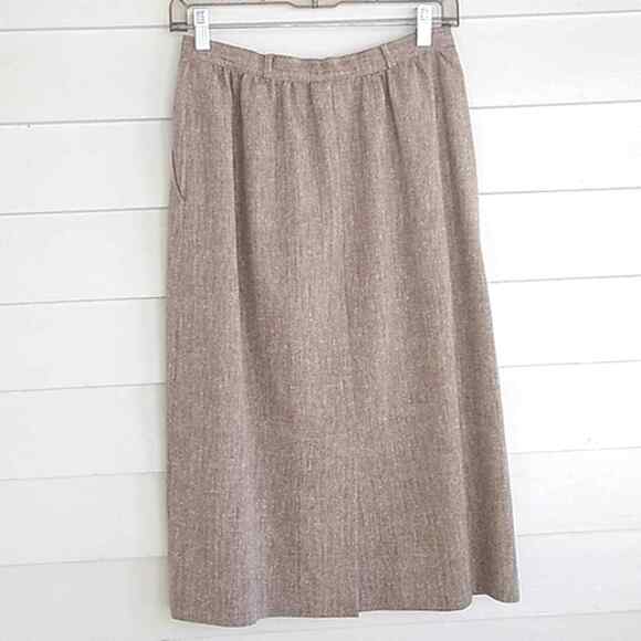 Marshall Field's Country Vintage Tan Herringbone Blazer Pencil 2 PC Skirt Set 8 - Picture 3 of 13